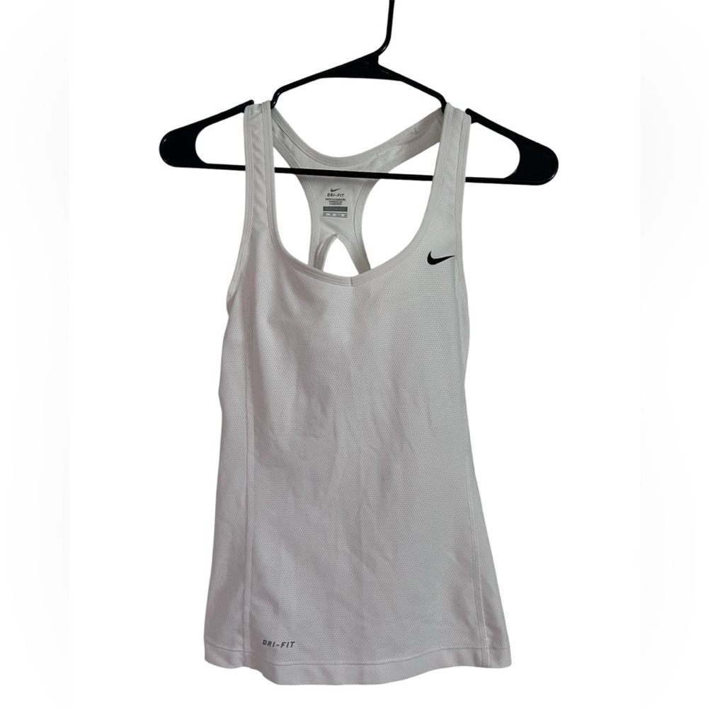 Nike White Fitted Backless Tank Top